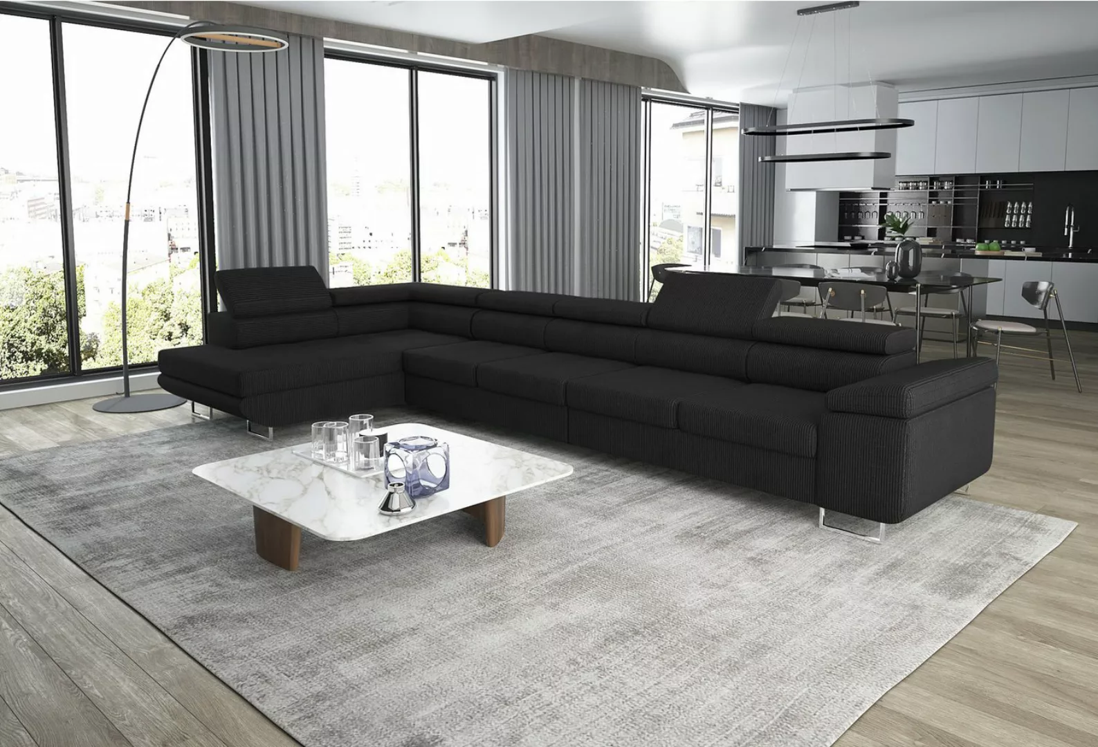 Unique Home Ecksofa Ecksofa GM-AST-MAXI-P mit Schlaffunktion, Bettkasten, V günstig online kaufen