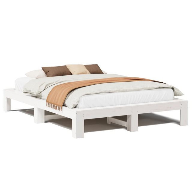 vidaXL Bett, Massivholzbett ohne Matratze Weiß 150x200 cm Kiefernholz günstig online kaufen