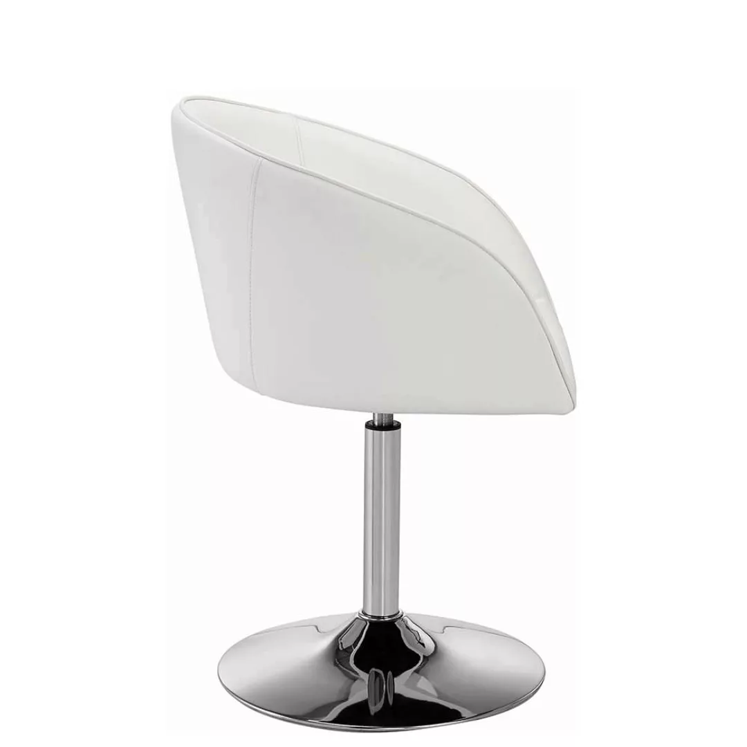 Retro Esstisch Stuhl in Weiß und Chromfarben Tellerfuß günstig online kaufen