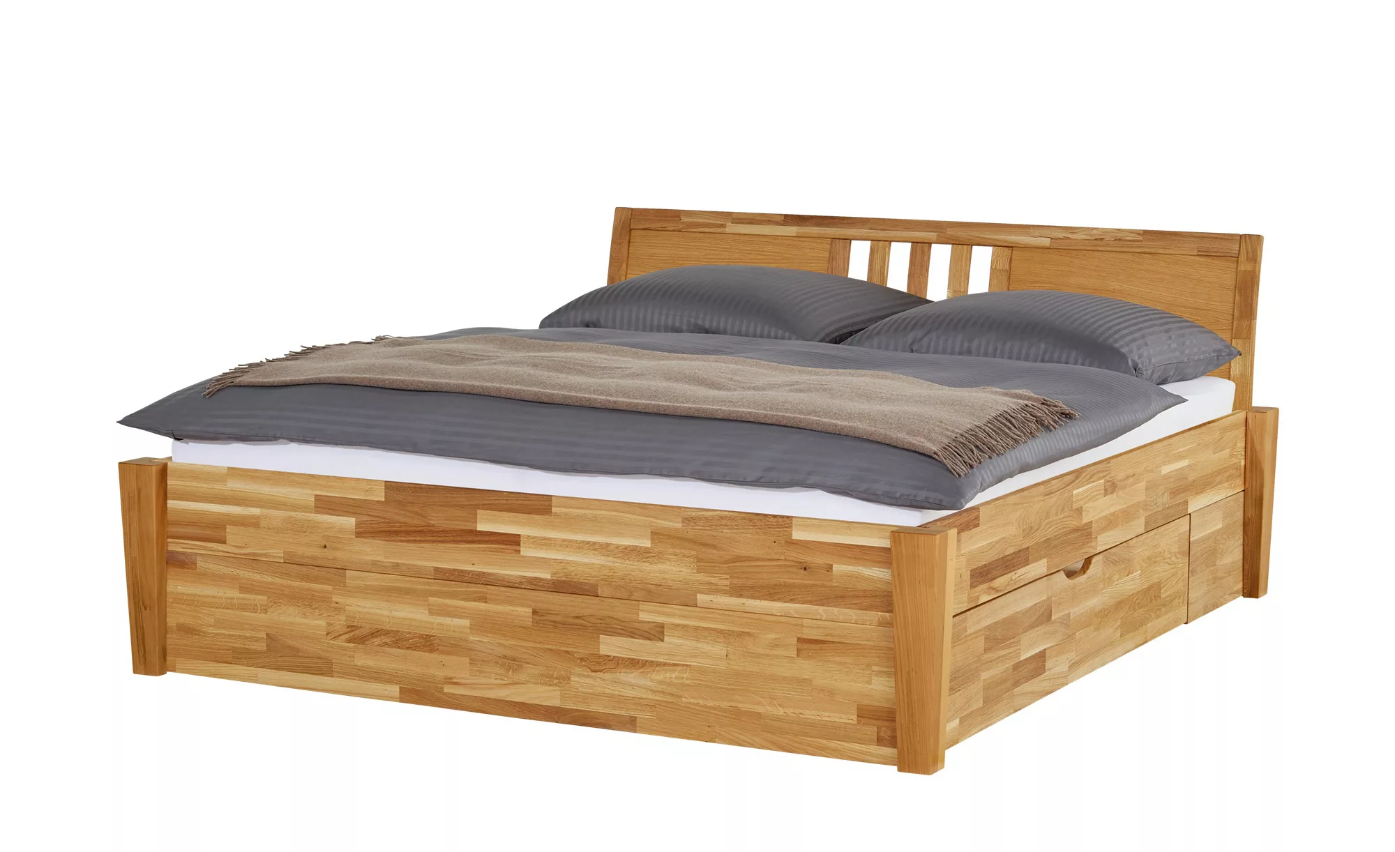 Massivholz-Bettgestell mit Bettkasten - holzfarben - 216 cm - 93 cm - Bette günstig online kaufen