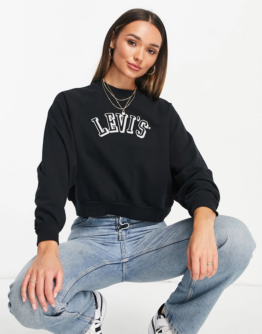 Levi's – Sweatshirt in Schwarz mit College-Logo und Rundhalsausschnitt günstig online kaufen