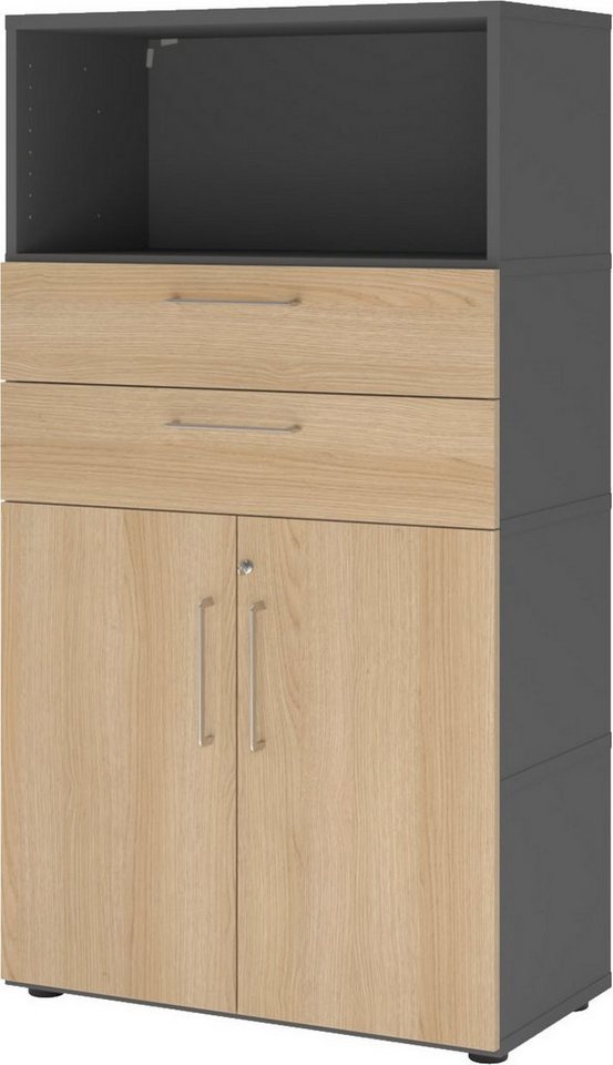 bümö Aktenschrank flexi Schrank Dekor: Graphit/Eiche günstig online kaufen