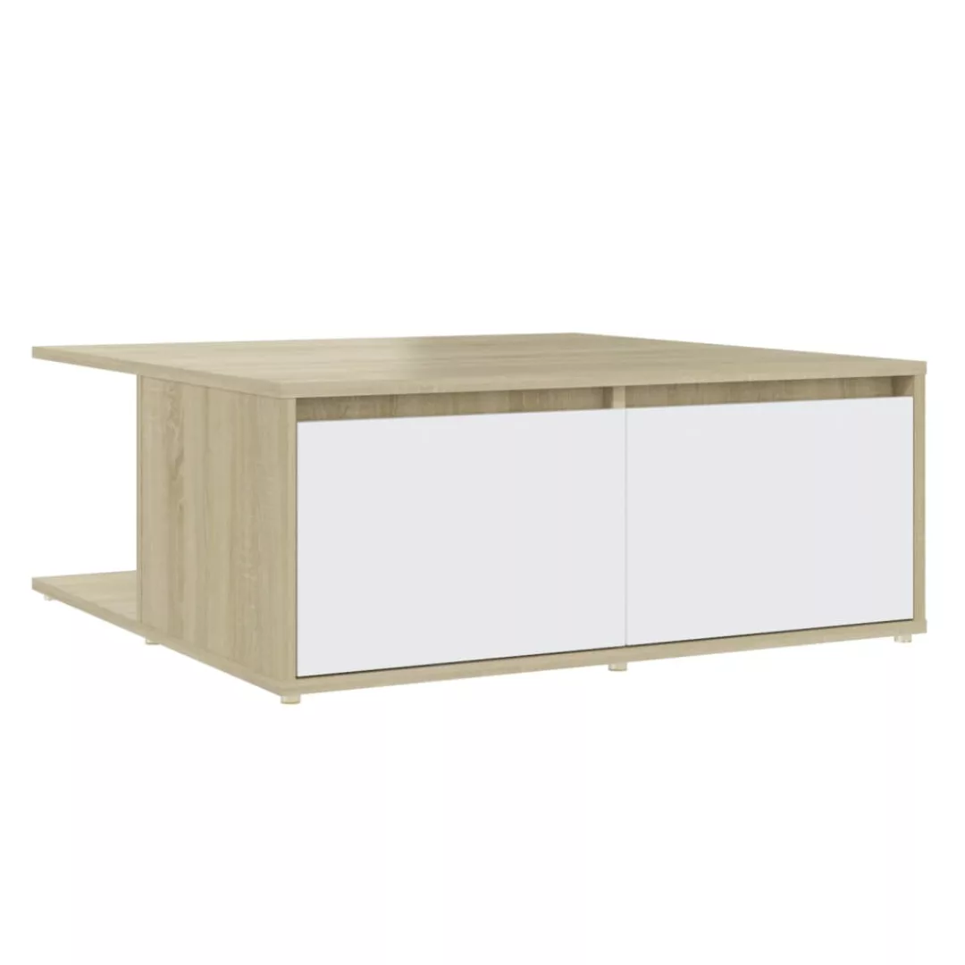 Couchtisch Weiß Und Sonoma-eiche 80x80x31 Cm Spanplatte günstig online kaufen