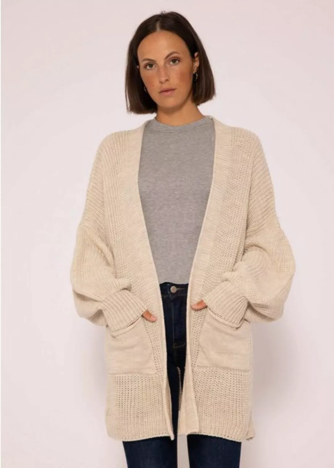 SASSYCLASSY Cardigan Oversize Strickjacke Damen aus weichem Grobstrick Läss günstig online kaufen
