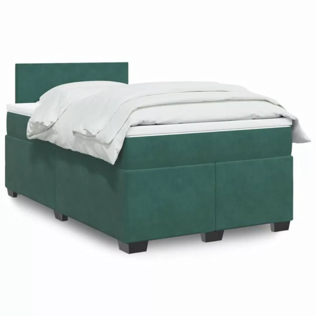 furnicato Bettgestell Boxspringbett mit Matratze Dunkelgrün 120x190 cm Samt günstig online kaufen