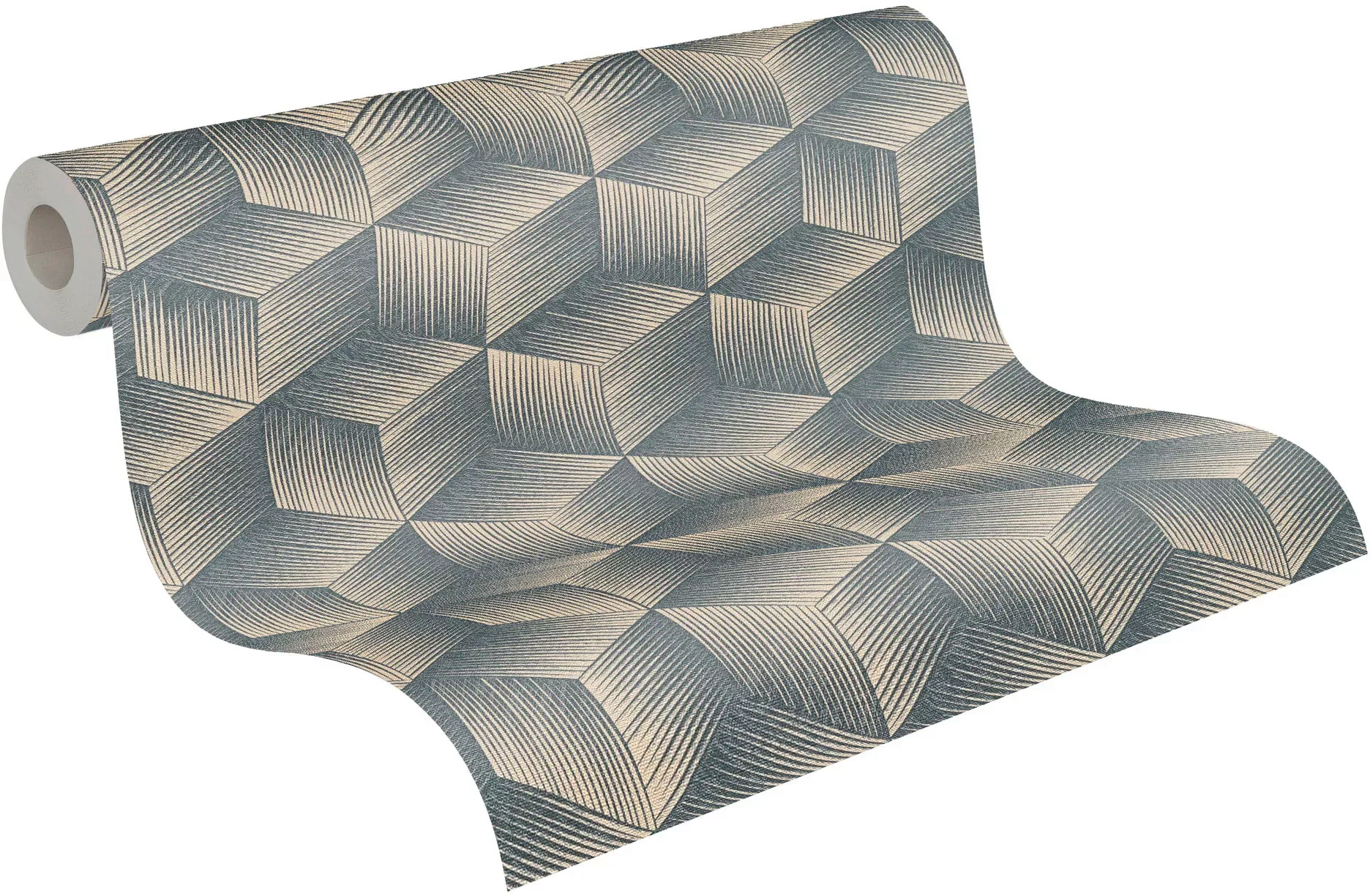 Bricoflor 3D Würfel Tapete in anthrazit Modern Ideal für Büro und Wohnzimme günstig online kaufen