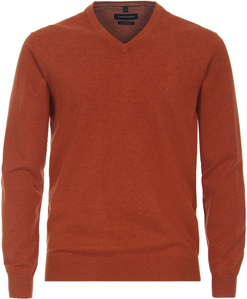 Casa Moda Pullover V-Ausschnitt Orange - Größe 4XL günstig online kaufen