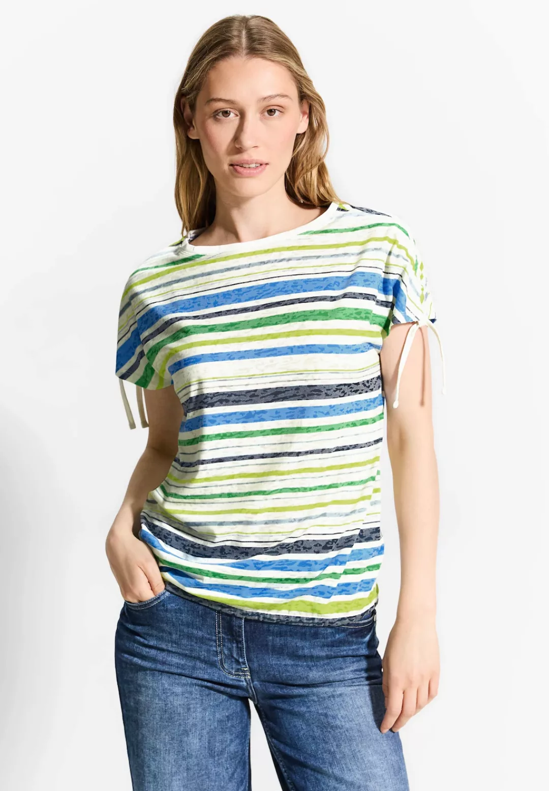 Cecil T-Shirt Cecil / Da.Shirt, Polo / Multicolor Stripe Burnout Shir günstig online kaufen