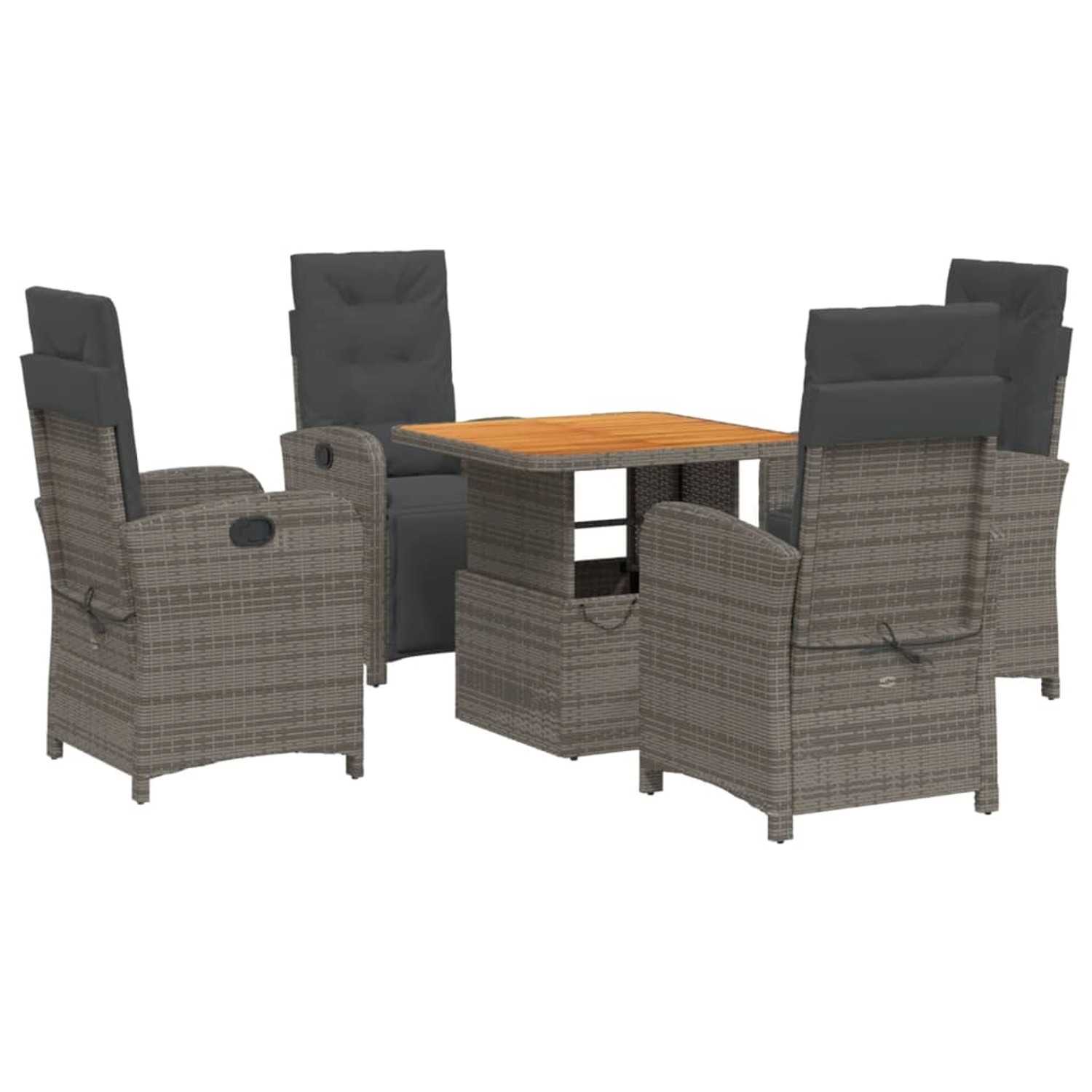 vidaXL 5-Tlg Garten-Essgruppe mit Kissen Grau Poly Rattan 3277340 günstig online kaufen