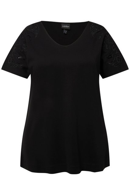 Ulla Popken Rundhalsshirt T-Shirt Pailletten-Stickerei Oversized Halbarm günstig online kaufen