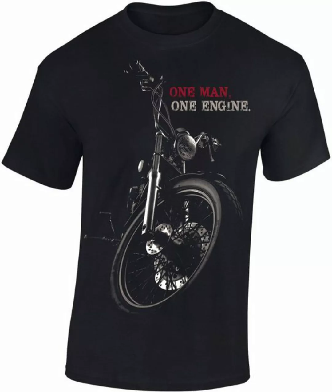 Baddery Print-Shirt Biker Shirt: "Chopper - One Man One Engine" - Motorrad günstig online kaufen