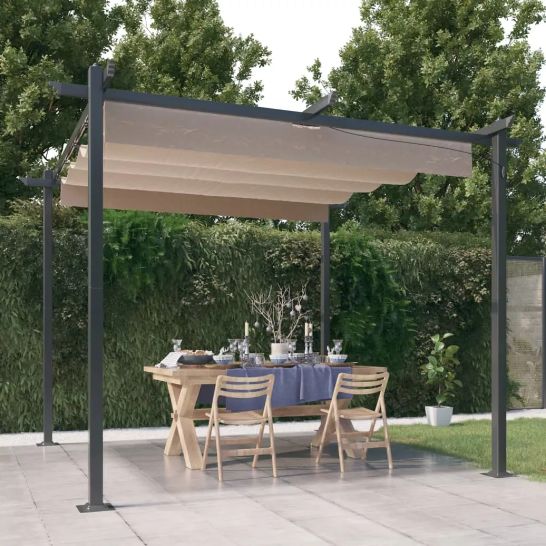 Vidaxl Pavillon Mit Ausziehbarem Dach 3x3 M Taupe günstig online kaufen