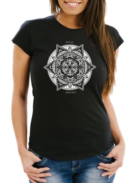 Neverless Print-Shirt Damen T-Shirt Mandala Ethno Boho Bohemian Slim Fit Sh günstig online kaufen