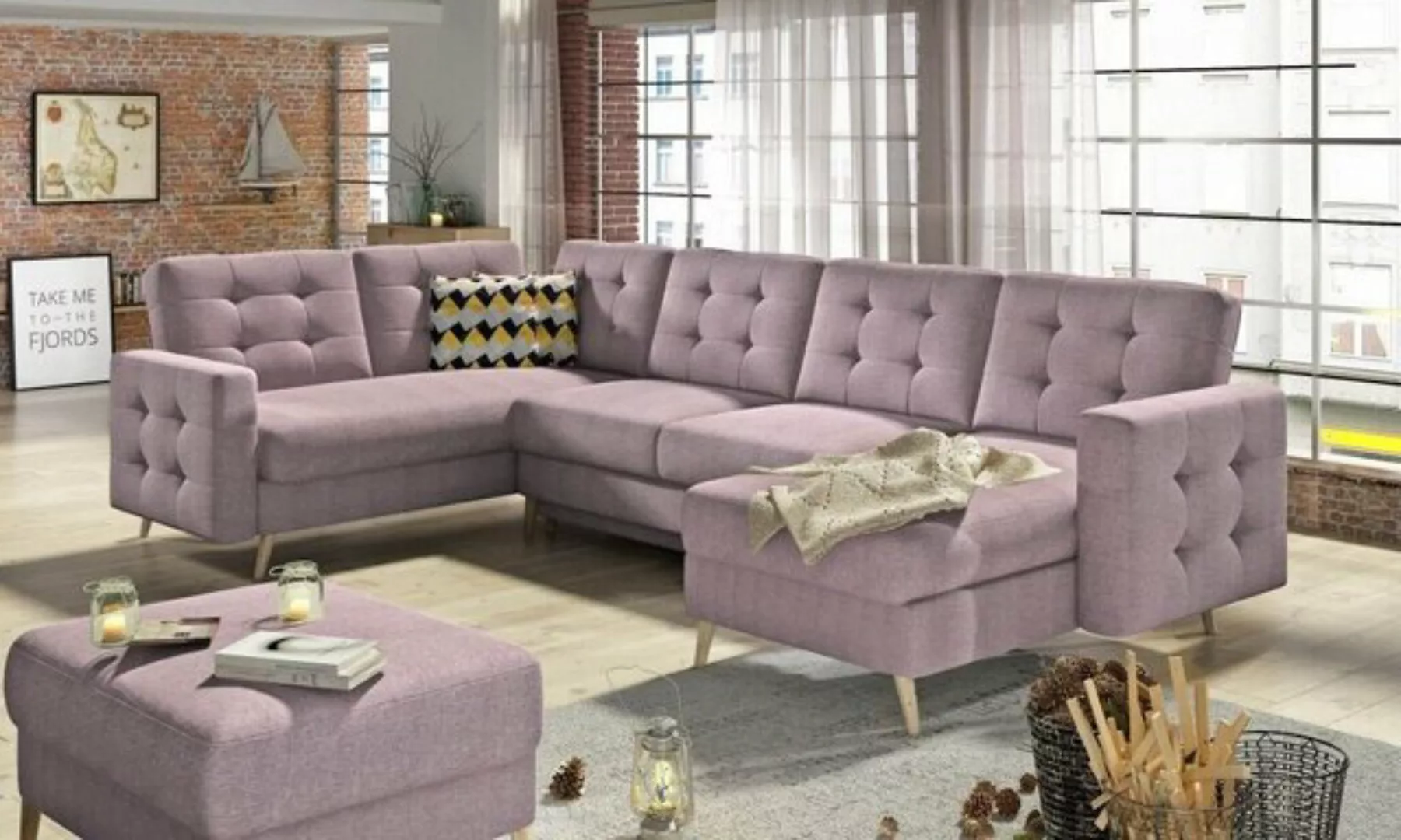 JVmoebel Ecksofa, U-Form Couch Wohnlandschaft Ecksofa Modern Design Sofa te günstig online kaufen