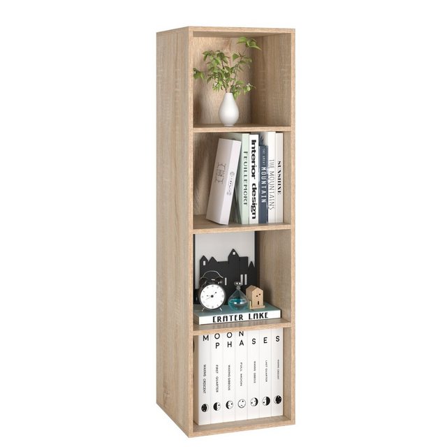 Homfa Bücherregal mit 4 Fächern, Regal eiche Standregal Holzregal 30x30x106 günstig online kaufen