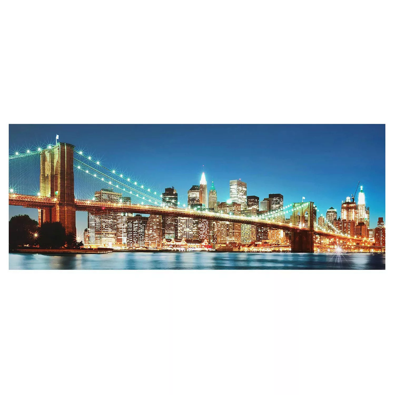 home24 Glasbild Nighttime Manhattan Bridge günstig online kaufen