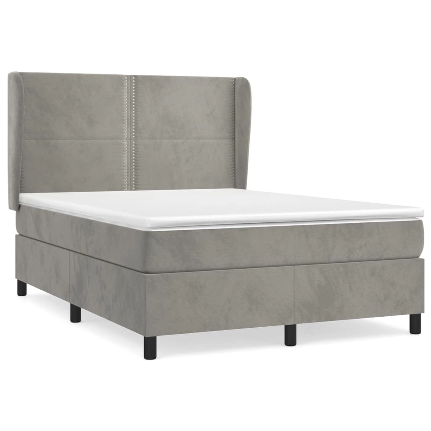 vidaXL Boxspringbett Boxspringbett mit Matratze Hellgrau 140x200 cm Samt Be günstig online kaufen