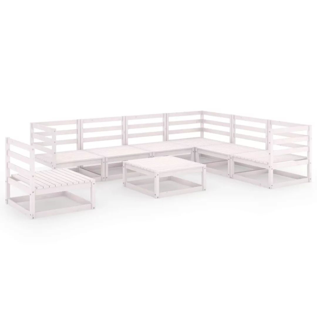 8-tlg. Garten-lounge-set Weiß Kiefer Massivholz günstig online kaufen