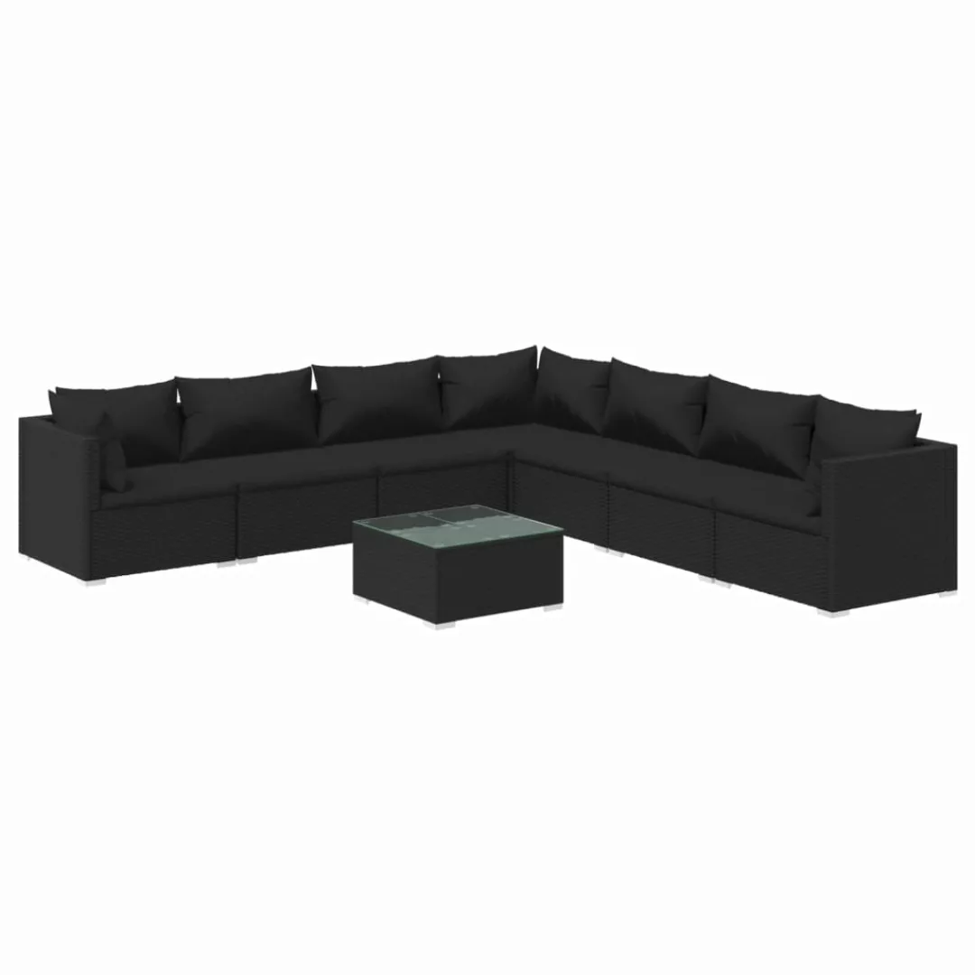 Vidaxl 8-tlg. Garten-lounge-set Mit Kissen Poly Rattan Schwarz günstig online kaufen