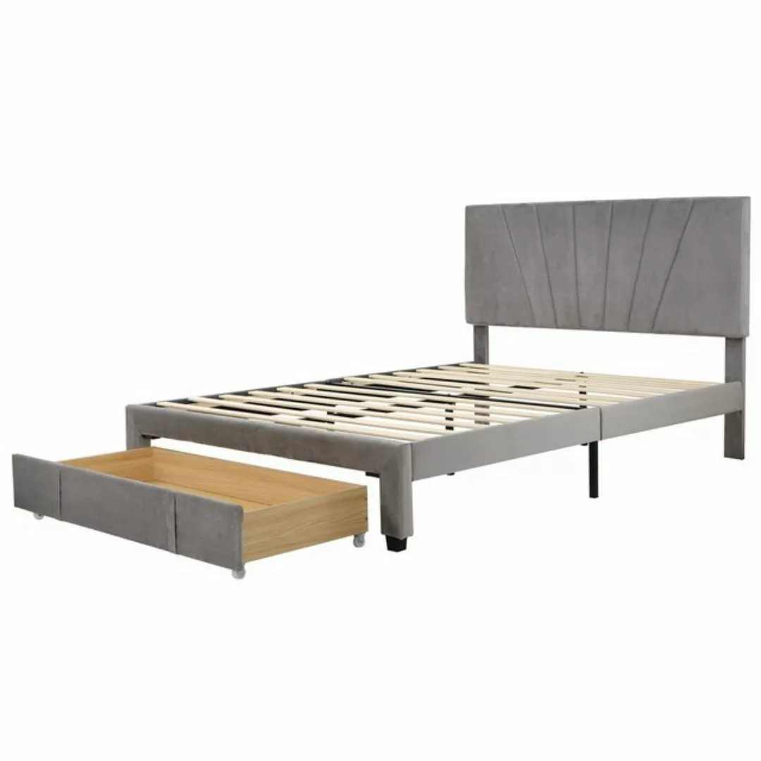 WISHDOR Polsterbett Doppelbett Bett Holzbett mit Bettgestell ohne Matratze günstig online kaufen