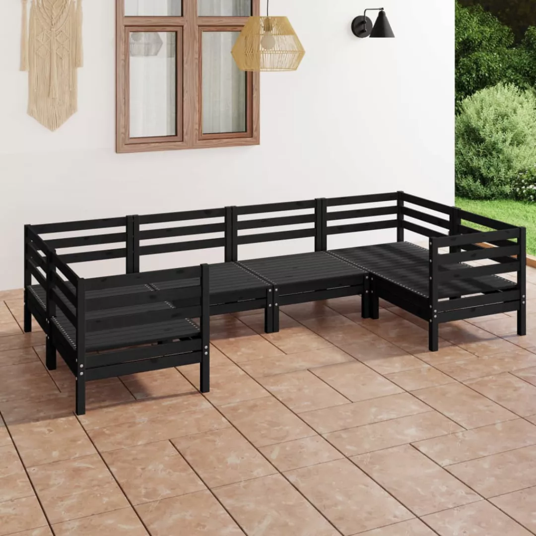 6-tlg. Garten-lounge-set Schwarz Massivholz Kiefer günstig online kaufen