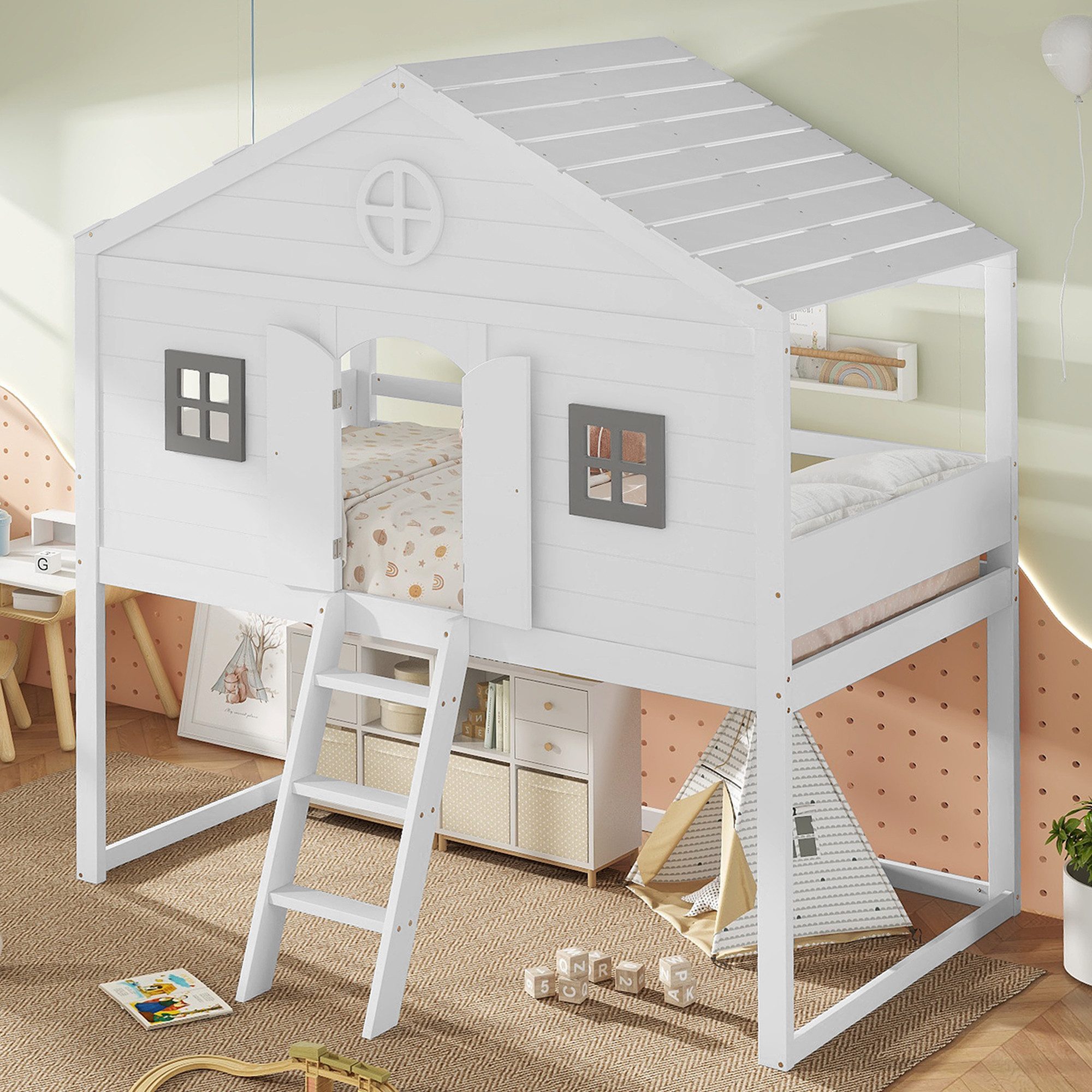 HAUSS SPOLE Kinderbett 90x200cm mit Treppe, günstig online kaufen