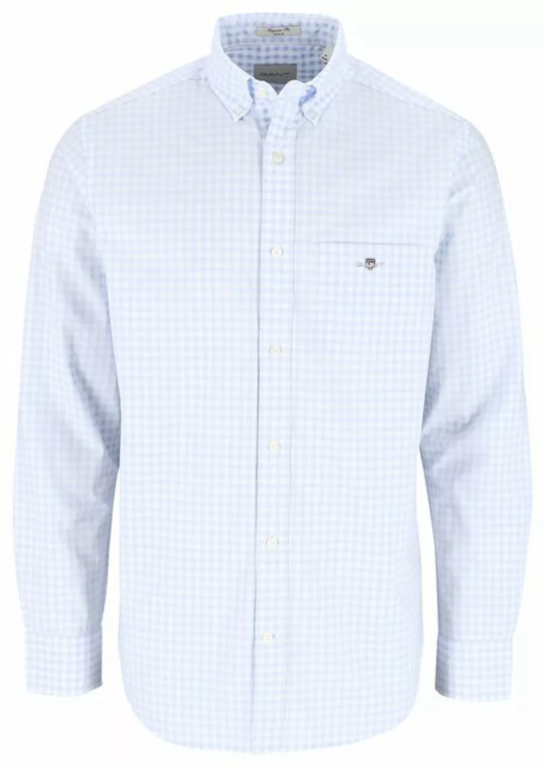 Gant Langarmhemd REG POPLIN GINGHAM SHIRT mit Logostickerei auf der Brust günstig online kaufen