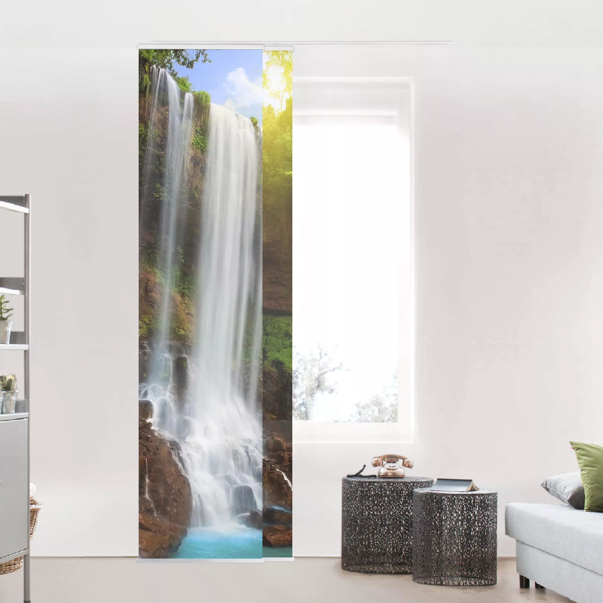 Schiebegardinen Set Natur & Landschaft Waterfalls günstig online kaufen