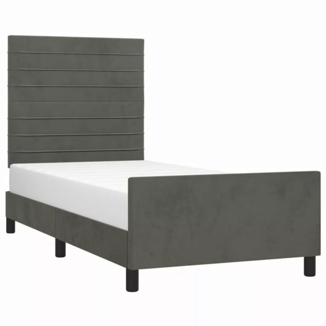 vidaXL Bett Bettgestell ohne Matratze Dunkelgrau 90x190 cm Samt günstig online kaufen