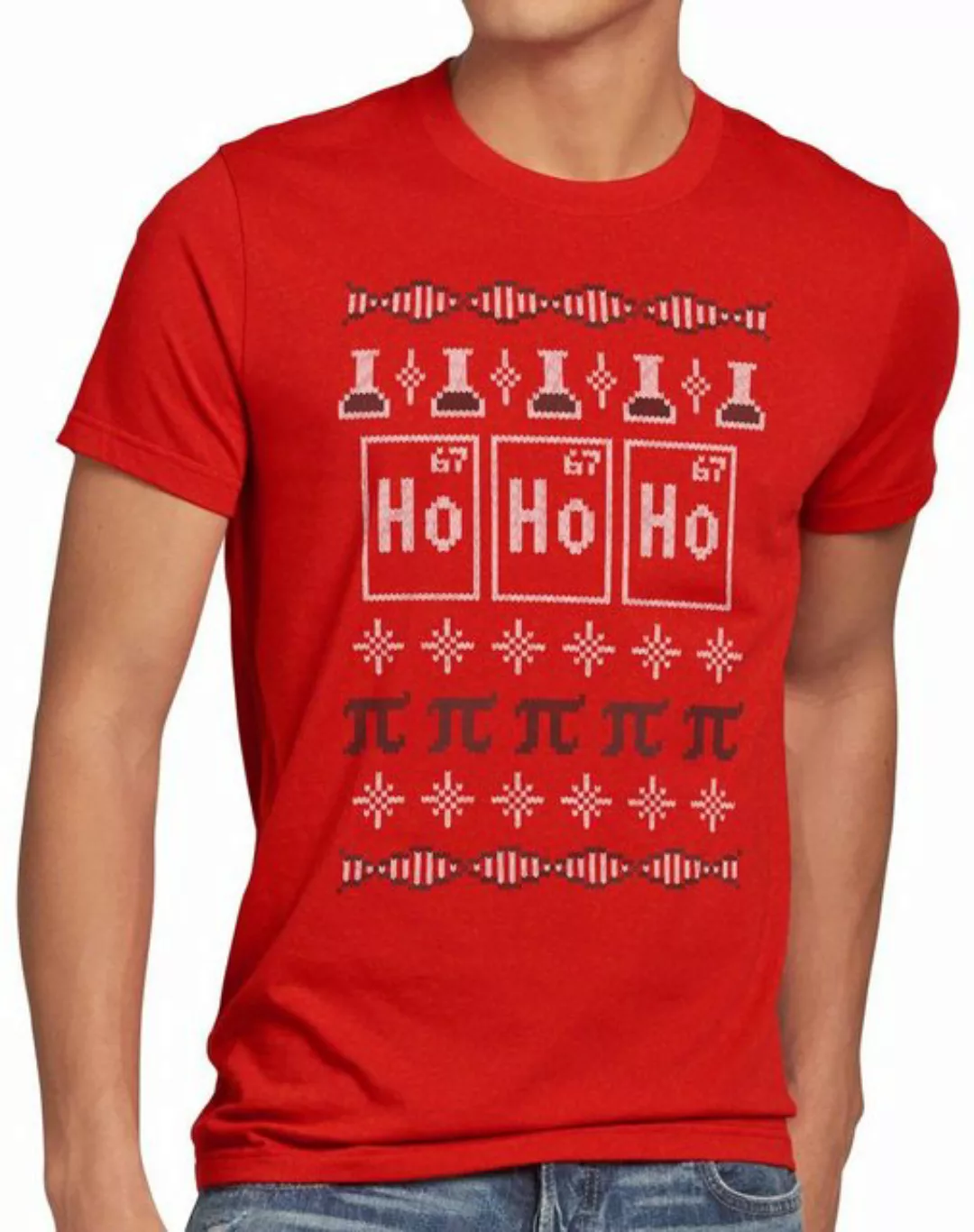 Print-Shirt Herren T-Shirt Ho Ho Holmium Ugly Sweater chemie x-mas pulli we günstig online kaufen