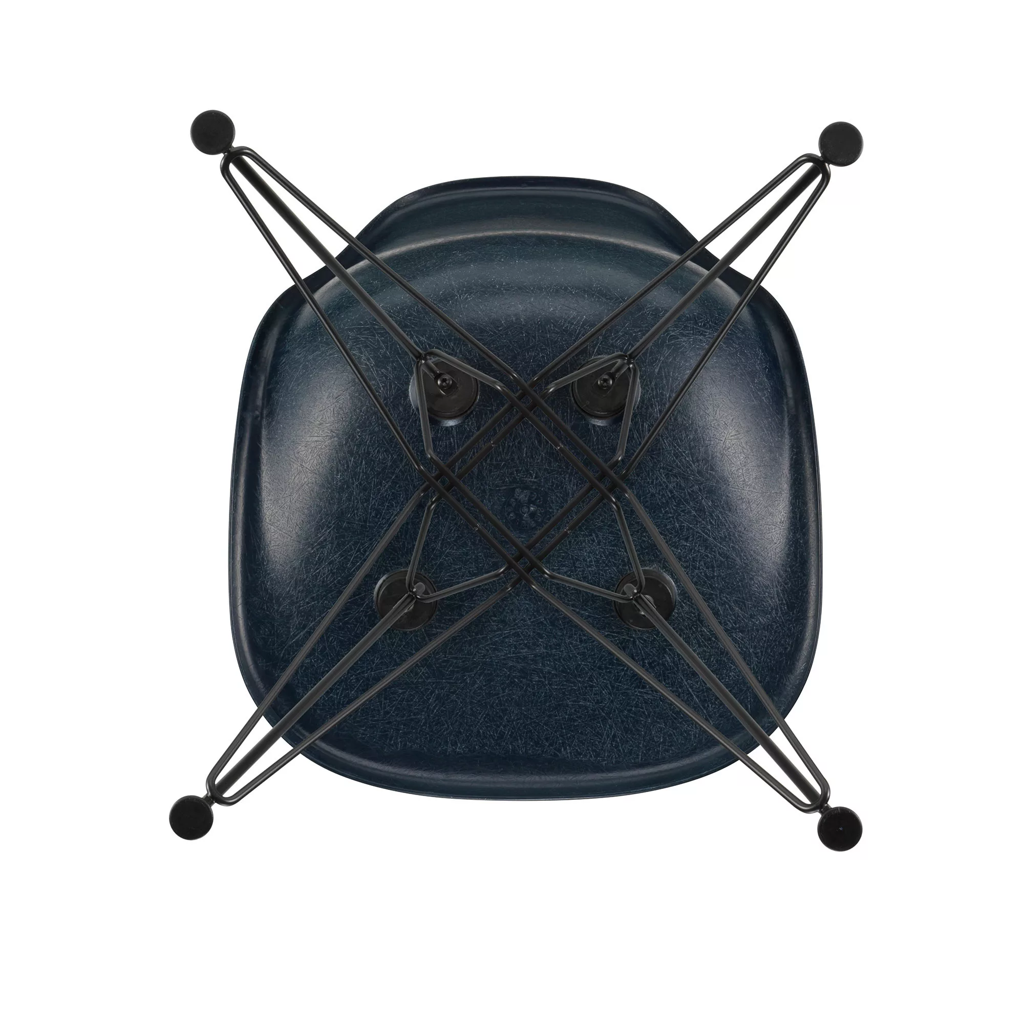 Vitra - Eames Fiberglass Side Chair DSR Gestell schwarz - marineblau/Sitzsc günstig online kaufen