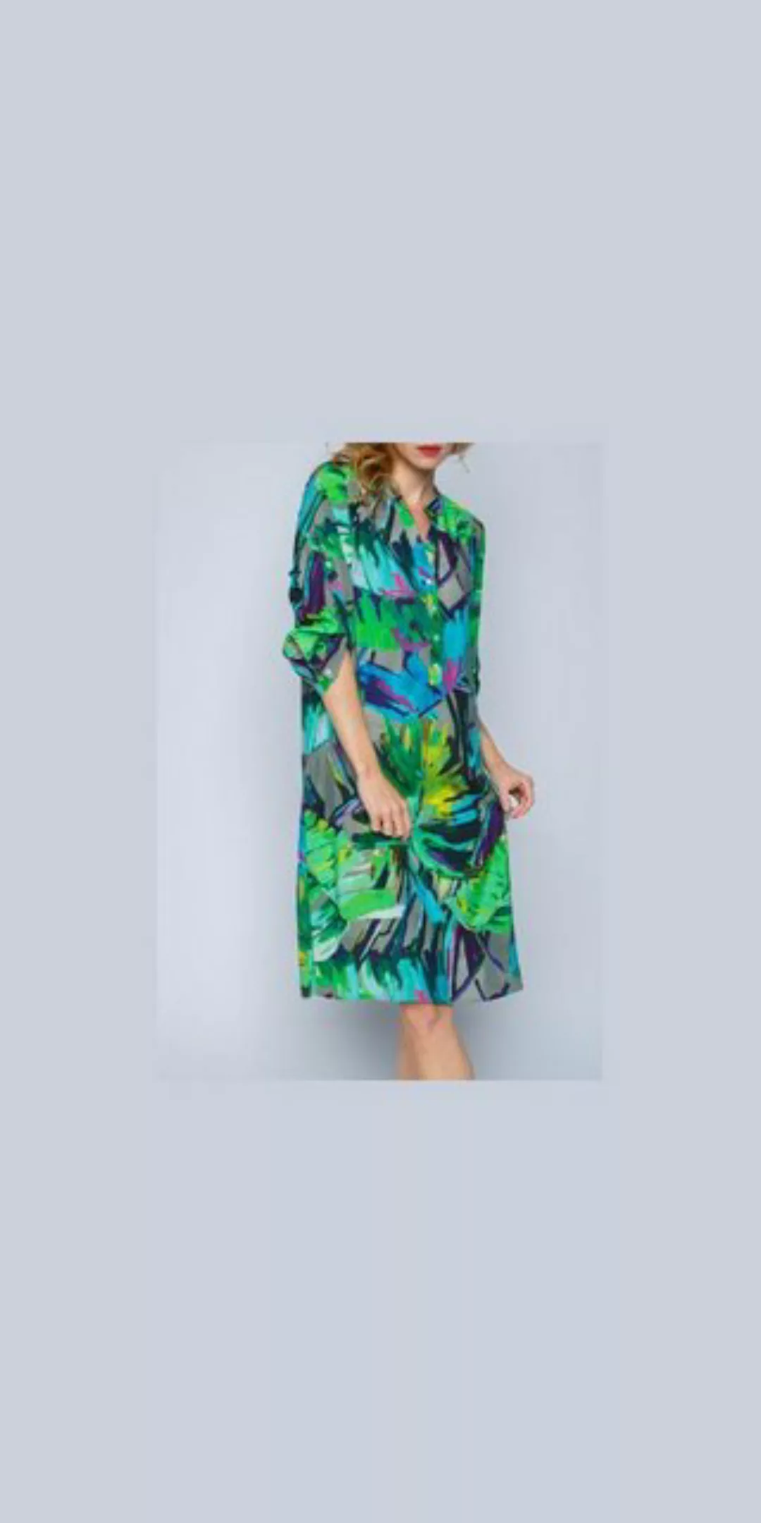 Emily Van Den Bergh Blusenkleid Damenkleid EMILY VAN DEN BERGH multi Palmen günstig online kaufen