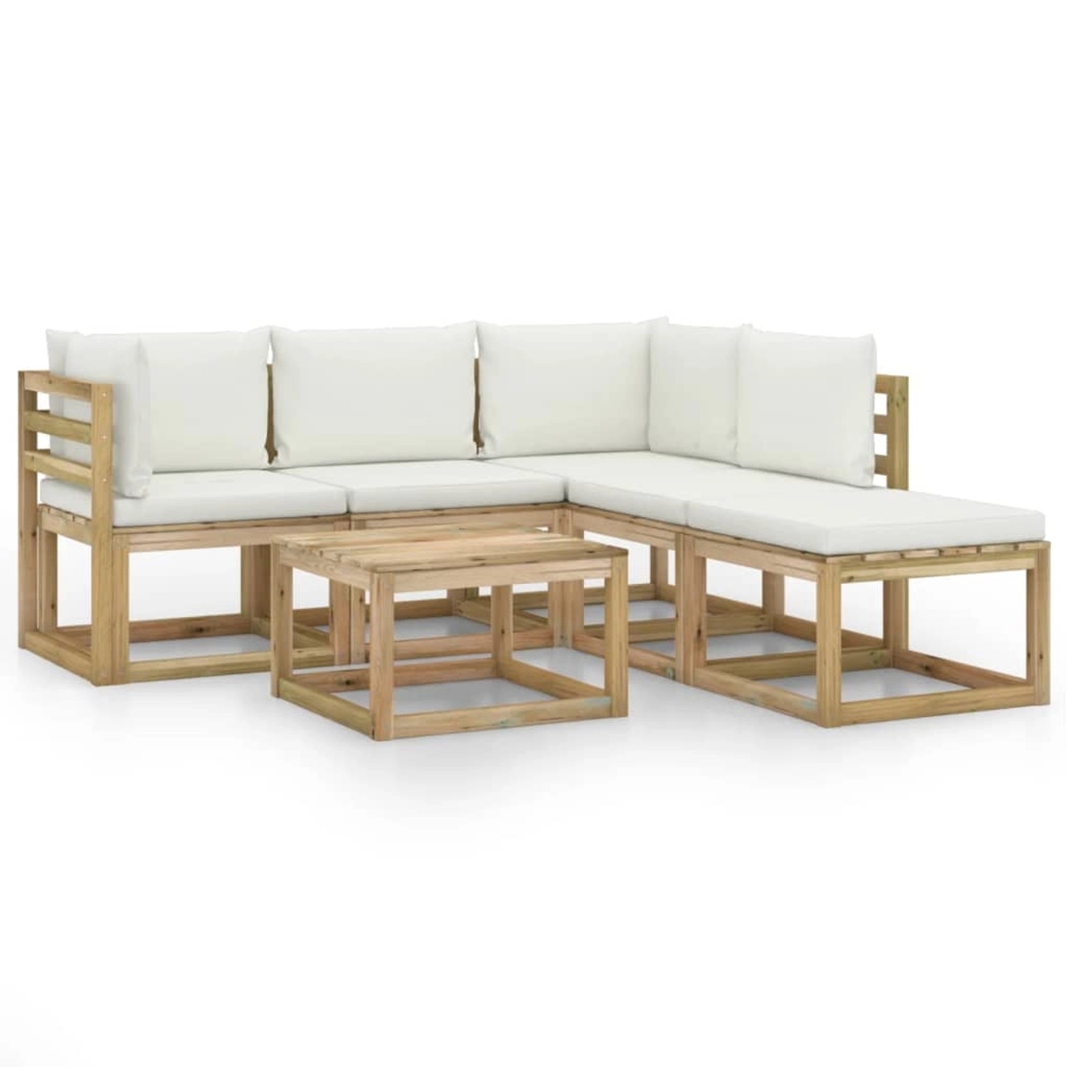 vidaXL 6-tlg Garten-Lounge-Set mit Creme Kissen Modell 2 günstig online kaufen