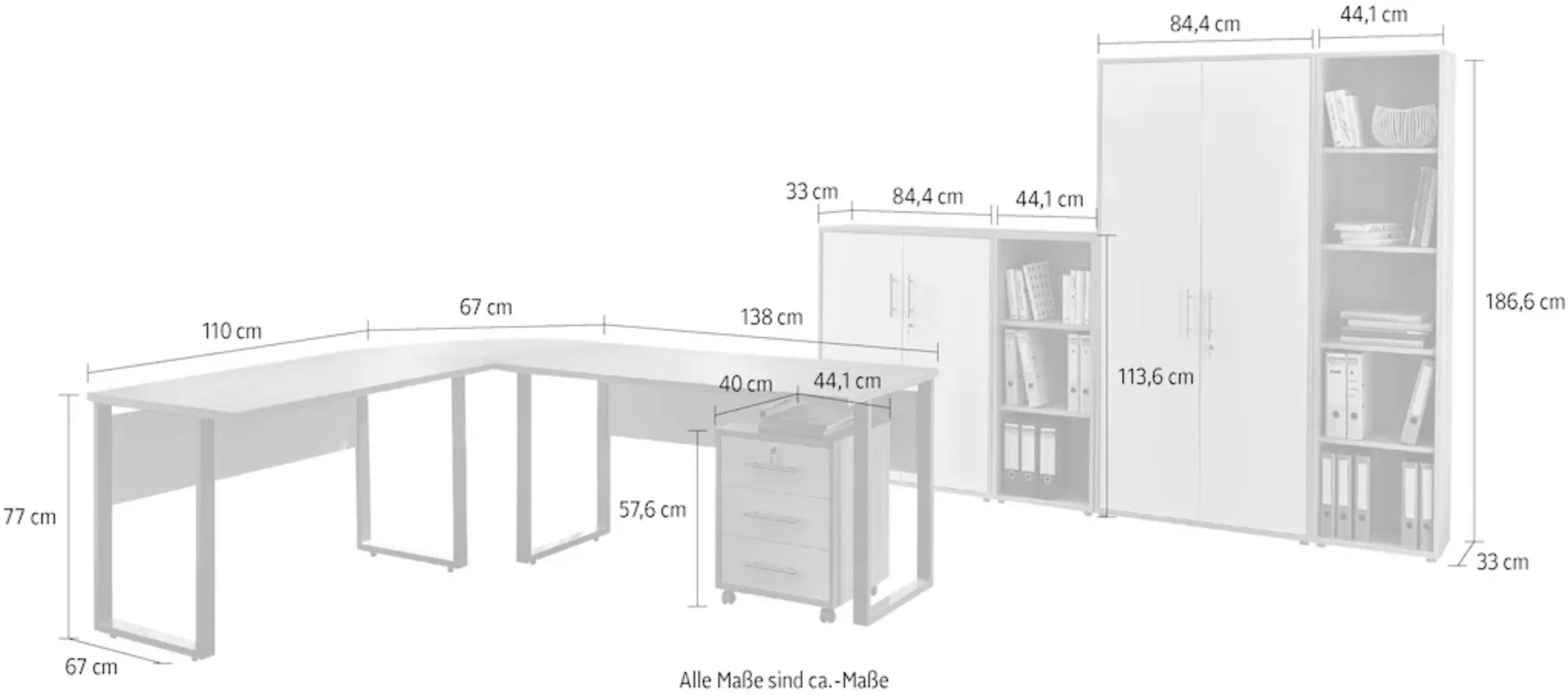 BMG Möbel Büromöbel-Set "Tabor Office 4", (Set, 8 tlg.) günstig online kaufen