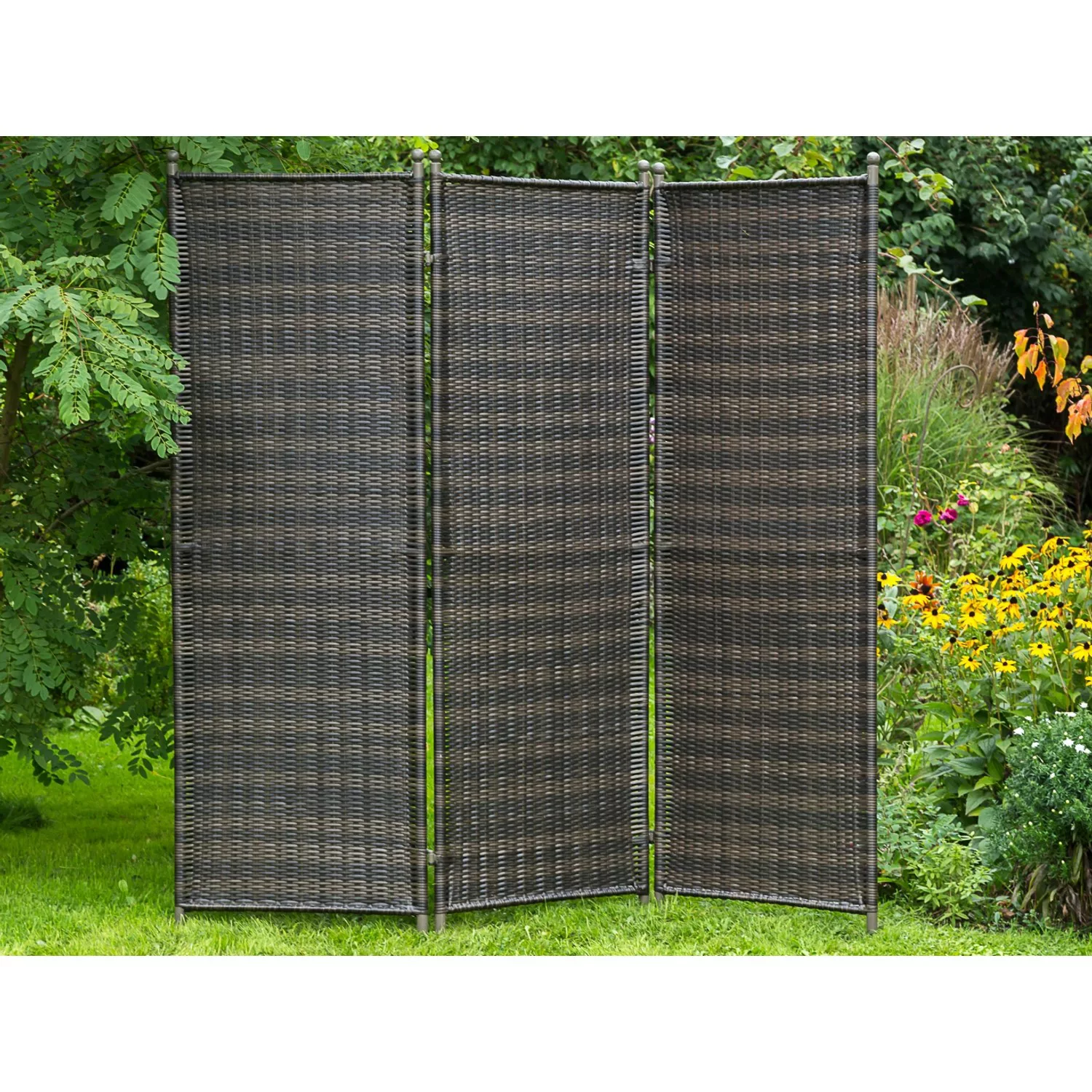 Gartenparavent Polyrattan 183 cm x 183 cm Braun günstig online kaufen