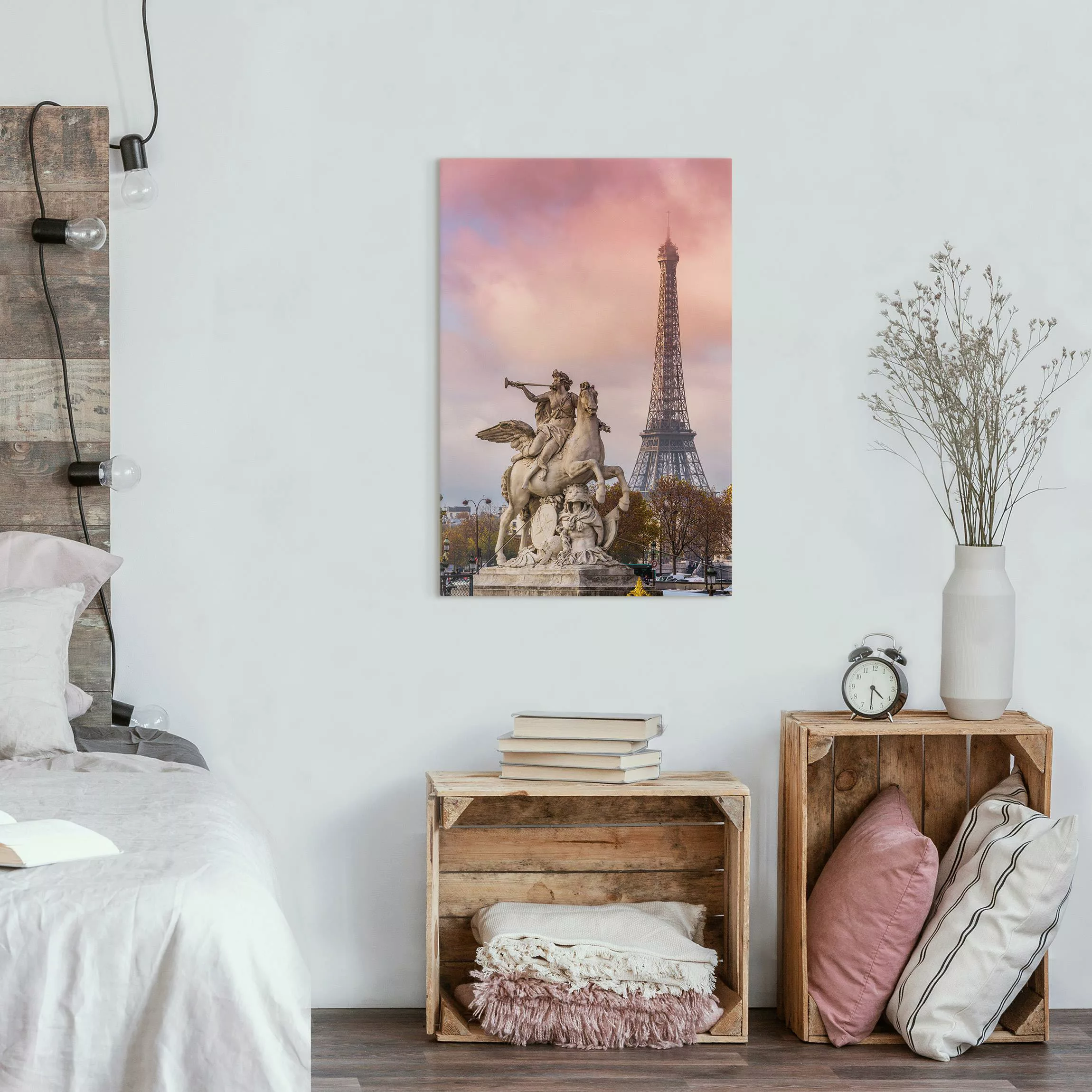 Leinwandbild Reiterstatue vor Eiffelturm günstig online kaufen