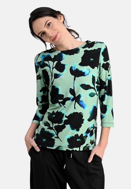 BICALLA T-Shirt Shirt mit Blüten-Print in Mint/Schwarz (1-tlg) günstig online kaufen