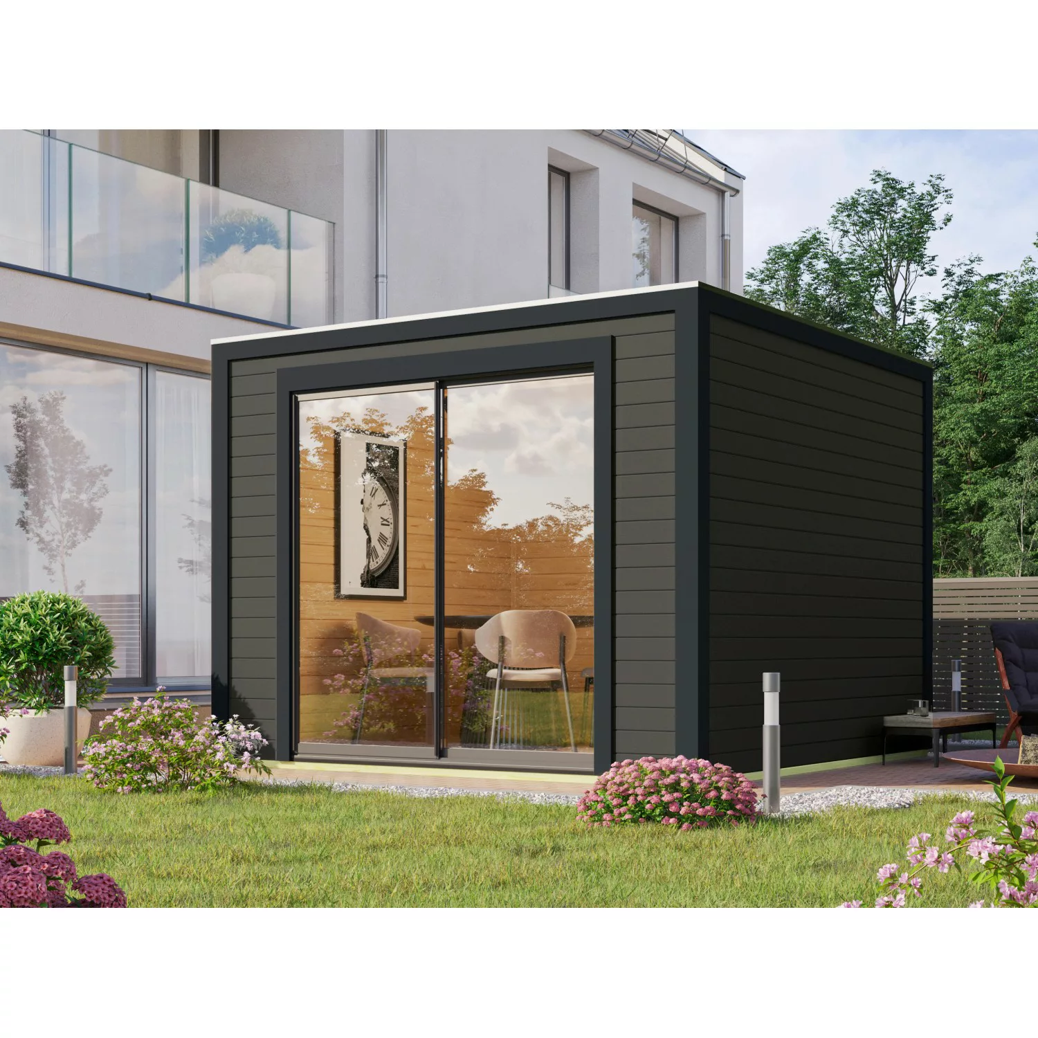 Karibu Gartenhaus/Gerätehaus Dillen 1 Terragrau 28 mm 9,24 m² günstig online kaufen