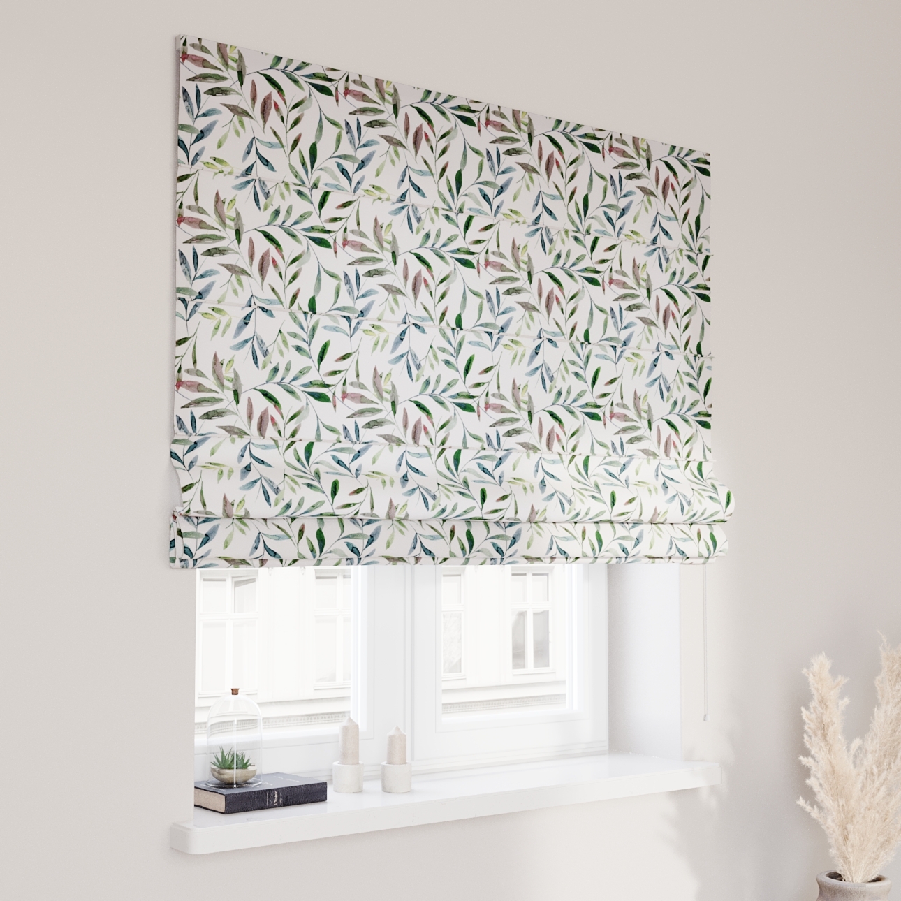 Dekoria Raffrollo Capri, weiß-grün, 160 x 170 cm günstig online kaufen