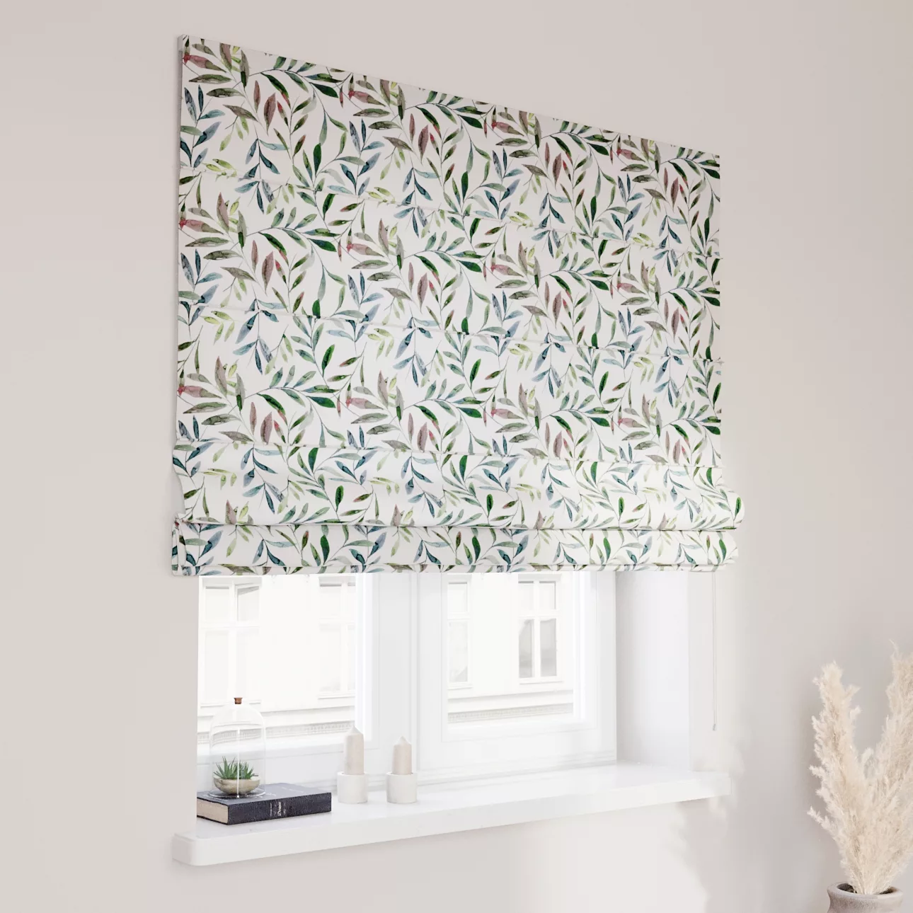 Dekoria Raffrollo Capri, weiß-grün, 110 x 150 cm günstig online kaufen
