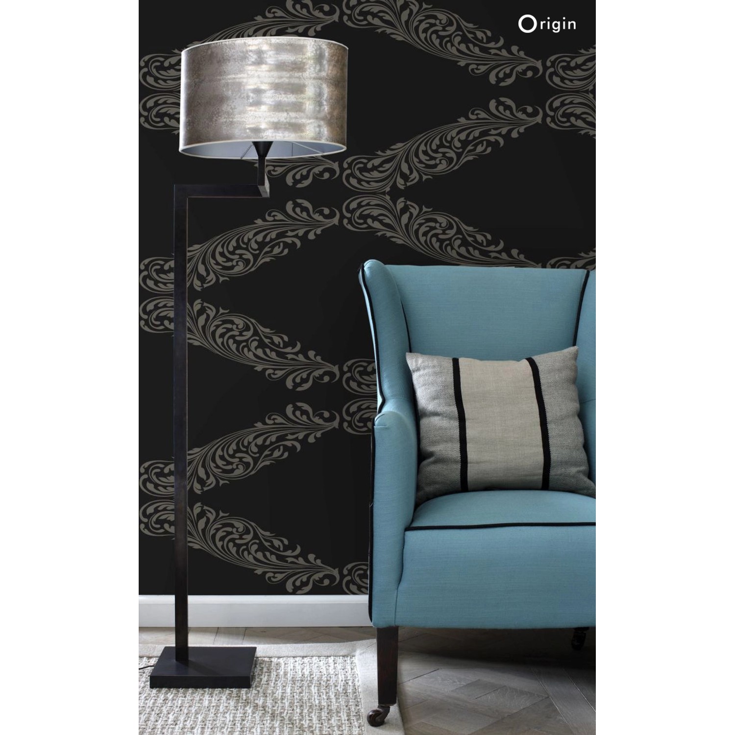 Origin Wallcoverings Tapete Ornamente Schwarz und Grau 53 cm x 10,05 m 3457 günstig online kaufen