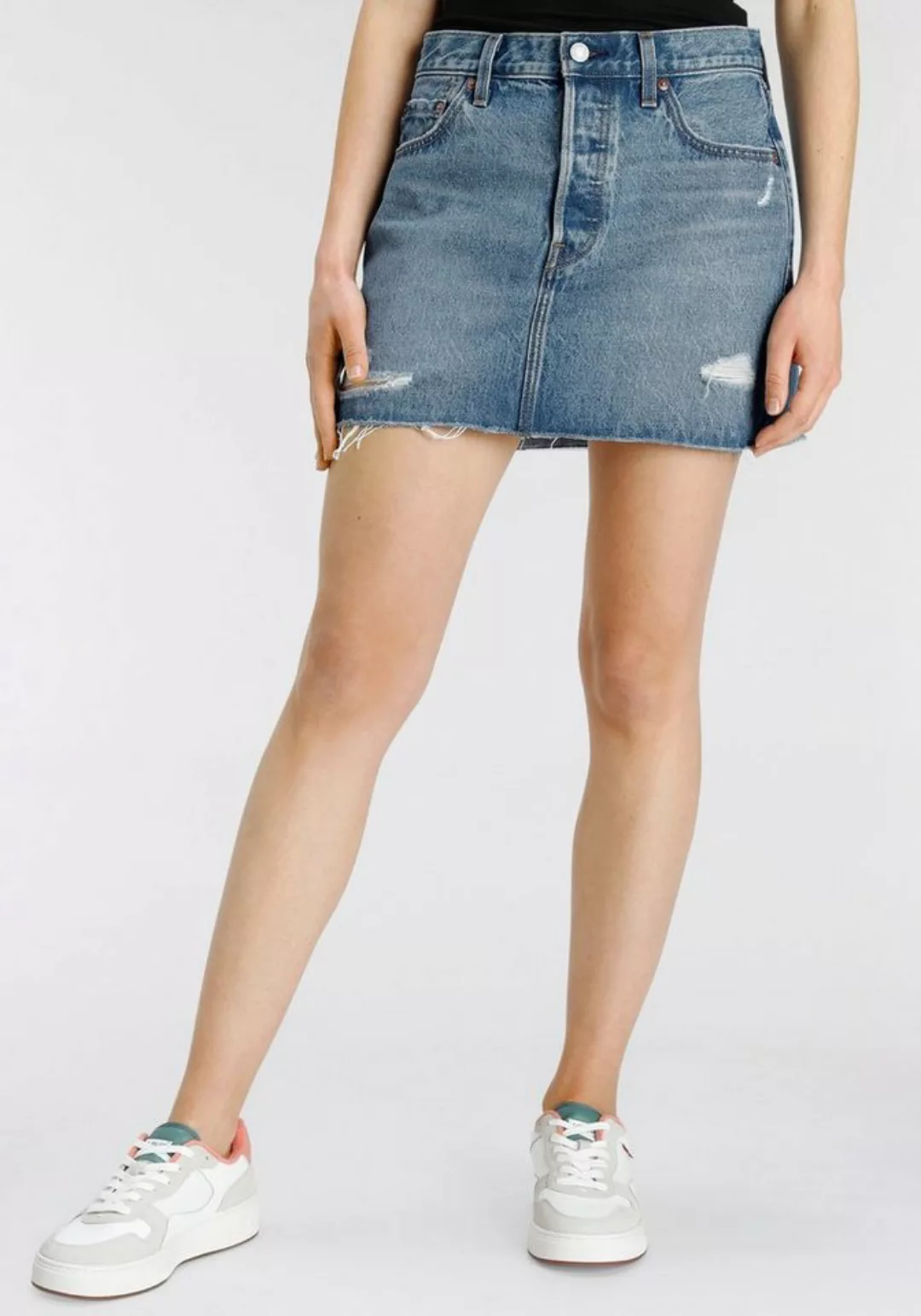 Levi's® Jeansrock ICON SKIRT mit Used-Effekten und ausgefransten Kanten günstig online kaufen