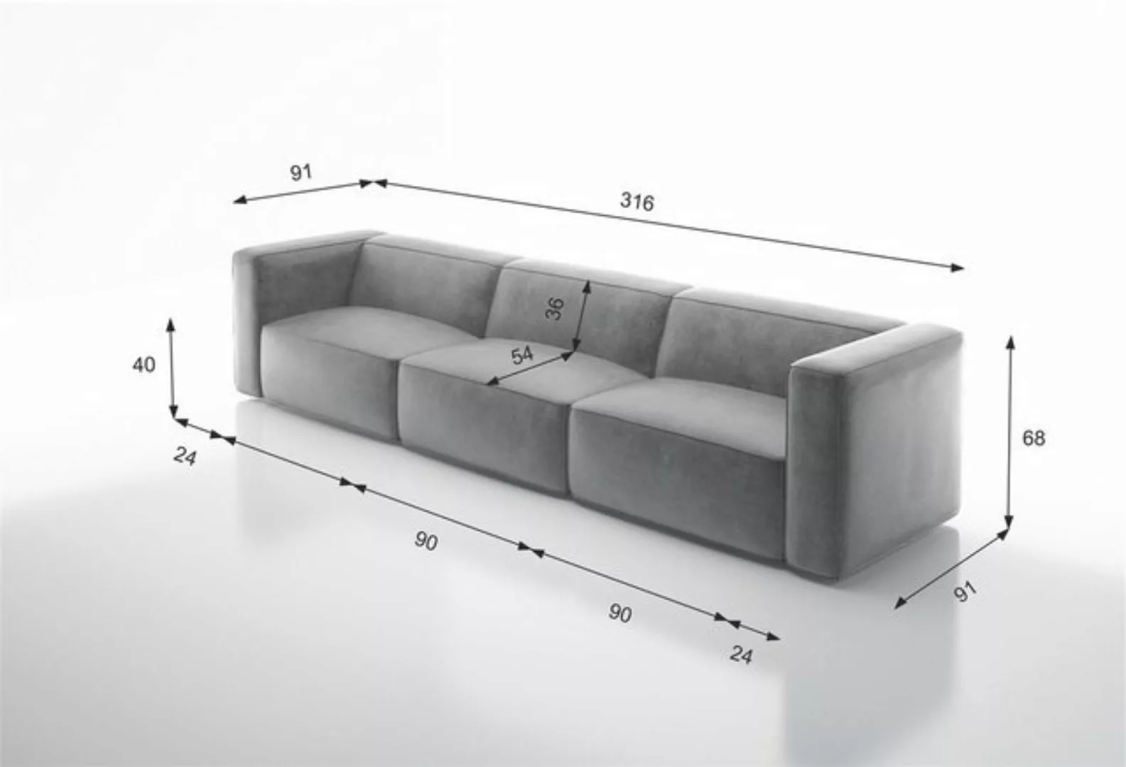 Fun Möbel Sofa Designersofa Bigsofa HELMER 3-Sitzer in Stoff Pola, Rundumbe günstig online kaufen