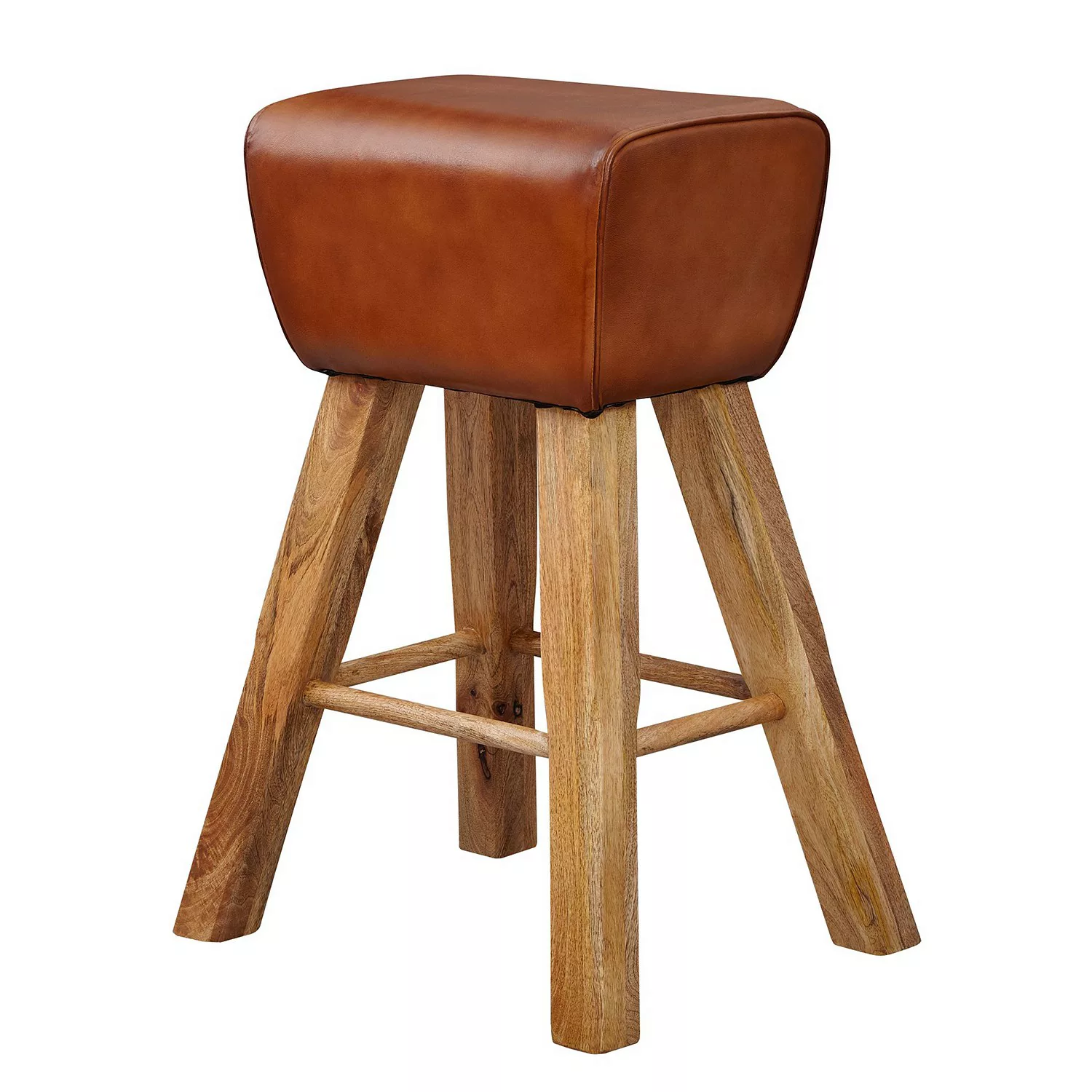 Barhocker Turnbock 43x75x43 cm Mango Massivholz / Echtleder | Design Barstu günstig online kaufen