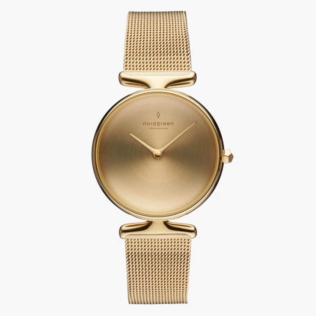 Armbanduhr Unika Gold| Mattes Edelstahl Ziffernblatt - Mesharmband Gold günstig online kaufen