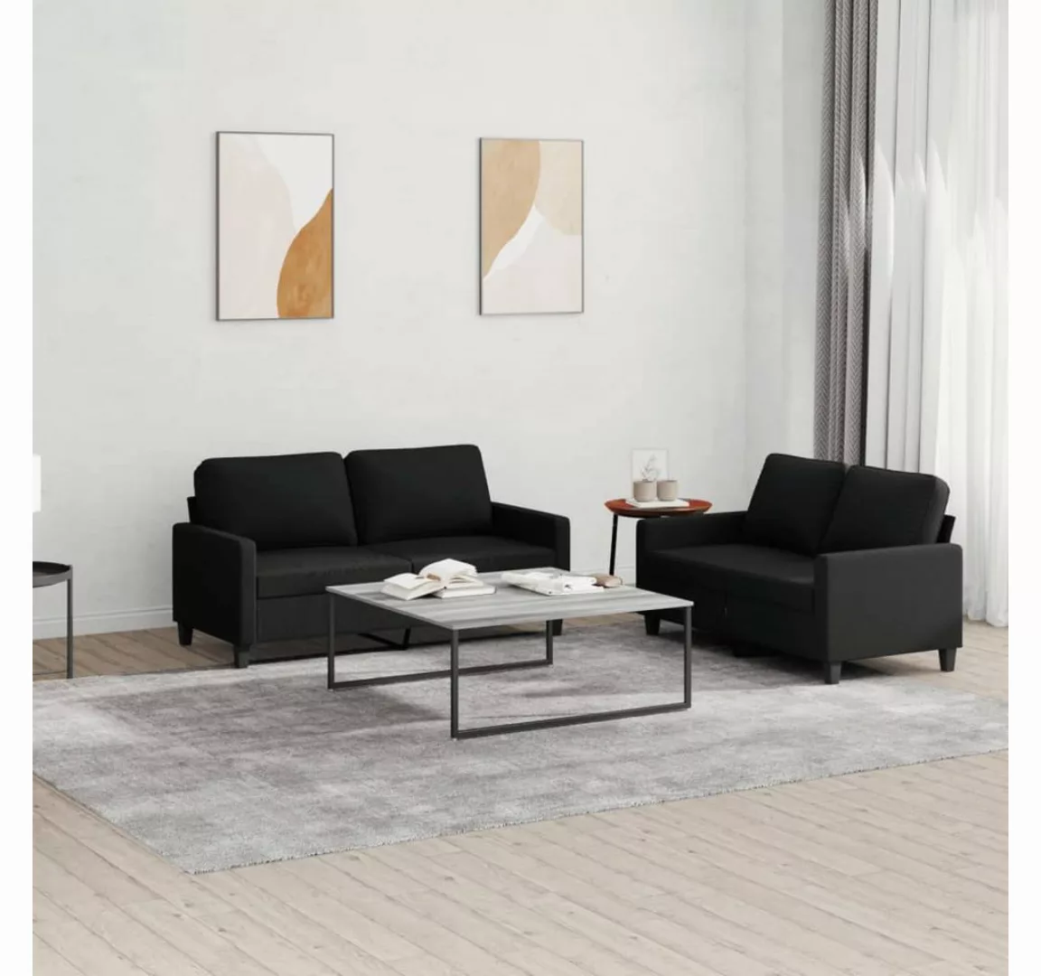 vidaXL Sofa Sofagarnitur mit Kissen Stoff, Standard, Schwarz günstig online kaufen