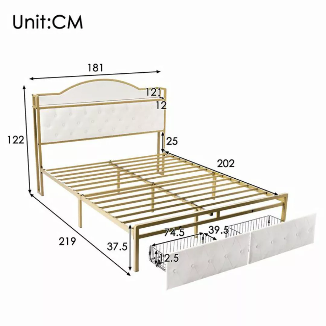 HAUSS SPLOE Polsterbett 180x200 mit USB Typ C Ladefunktion&Schublade, Hellb günstig online kaufen