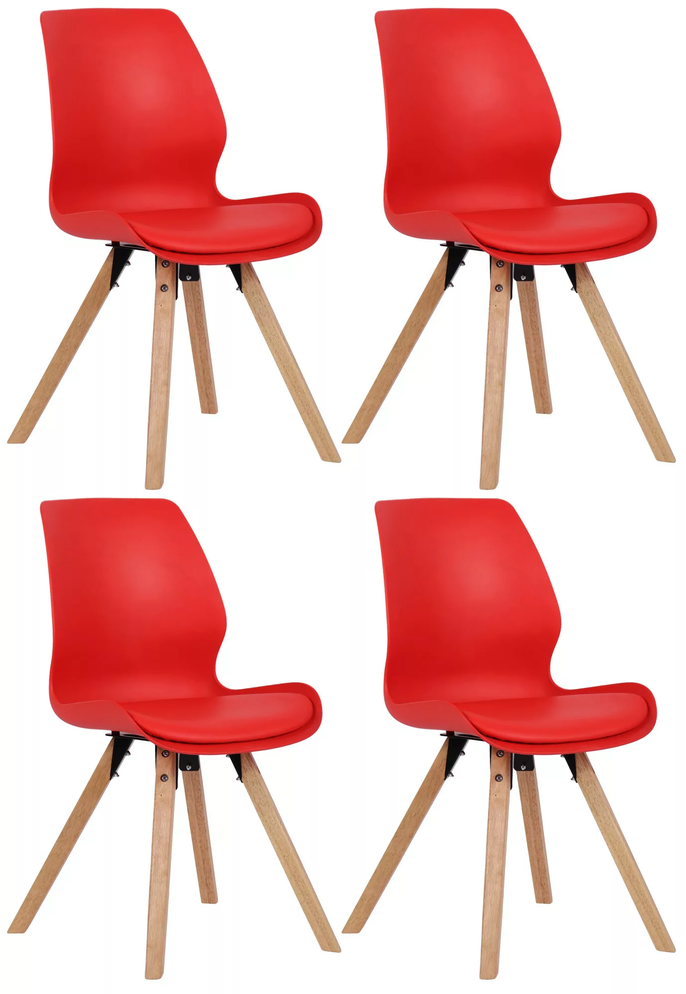 4er Set Stuhl Luna Kunststoff Rot günstig online kaufen