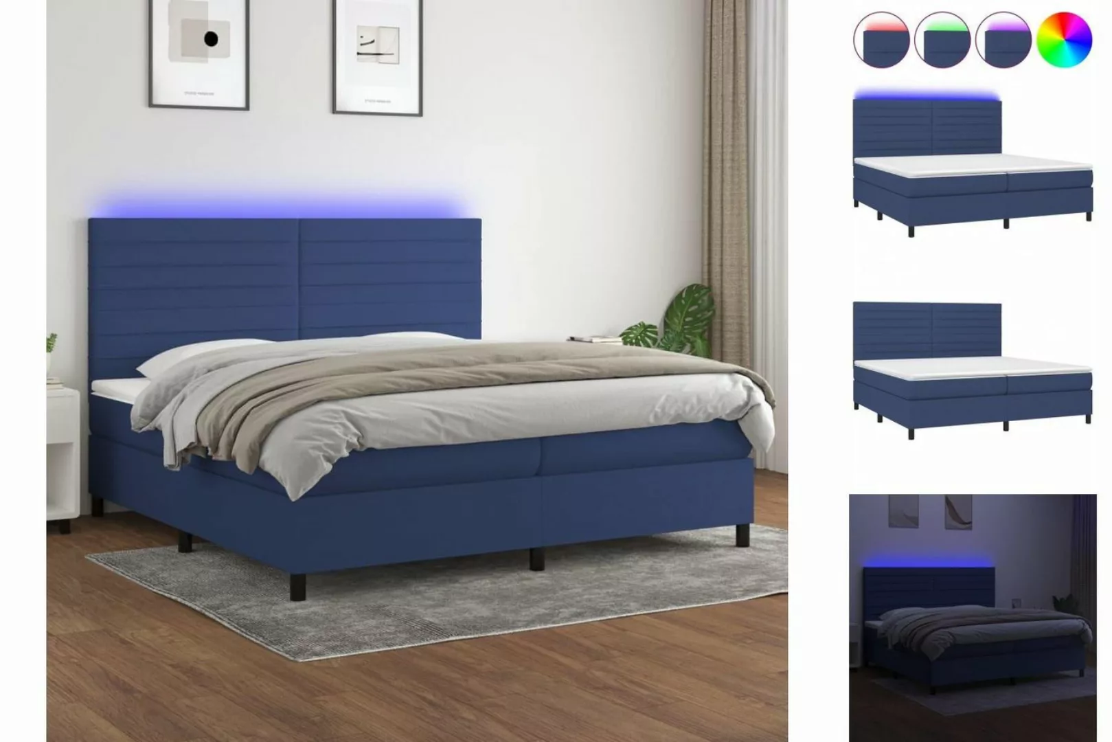 vidaXL Boxspringbett Bett Boxspringbett mit Matratze & LED Stoff (200 x 200 günstig online kaufen