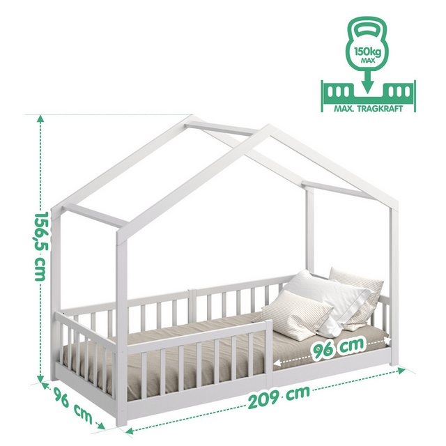 CADANI Kinderbett Bodenbett Hausbett Malte Weiß (Eingang links oder rechts) günstig online kaufen